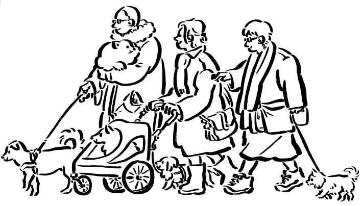 犬を散歩する人