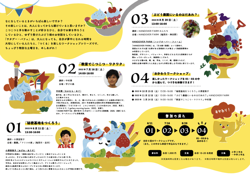 学びの森 ワークショップシリーズ サタデーパフェ2022 フライヤー